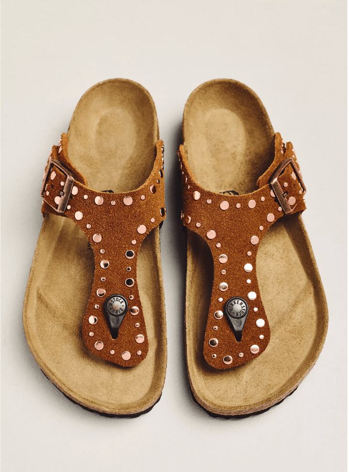 Birkenstock GIZEH RIVET MINK SUEDE SANDAL Shoes | Shop now at Main &amp; Taylor Shoes!