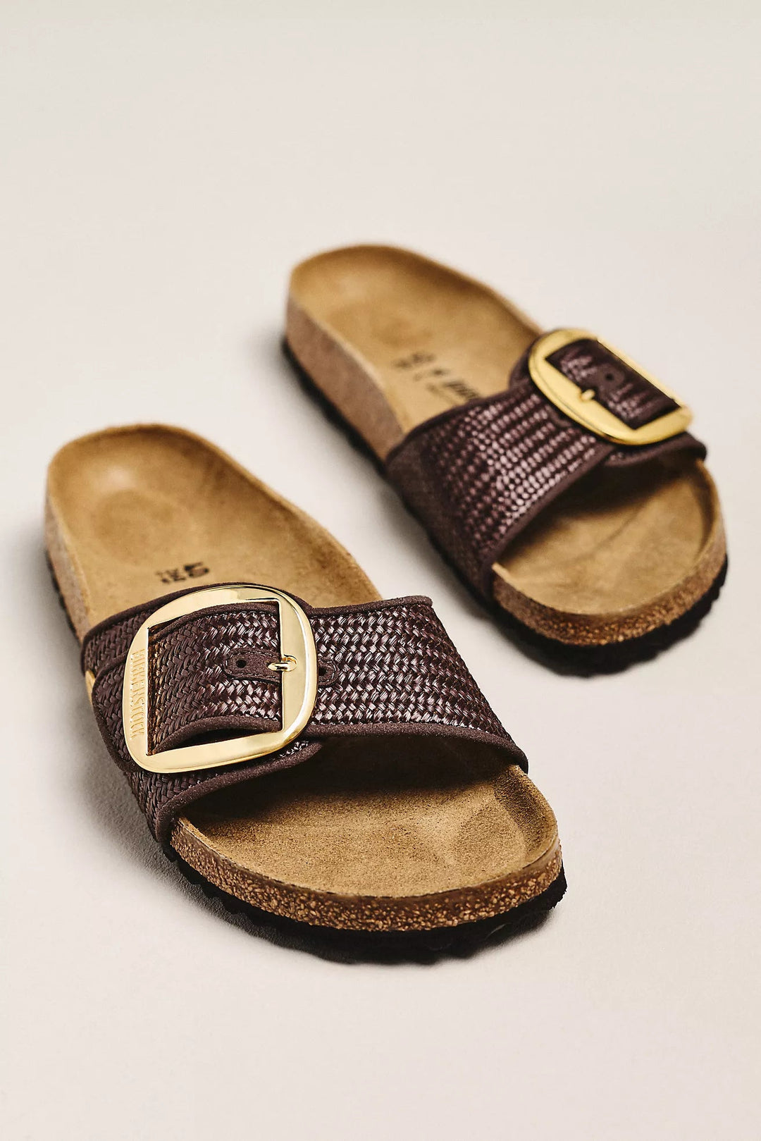 Birkenstock MADRID BIG BUCKLE RAFFIA CAFE Shoes | Shop now at Main &amp; Taylor Shoes!
