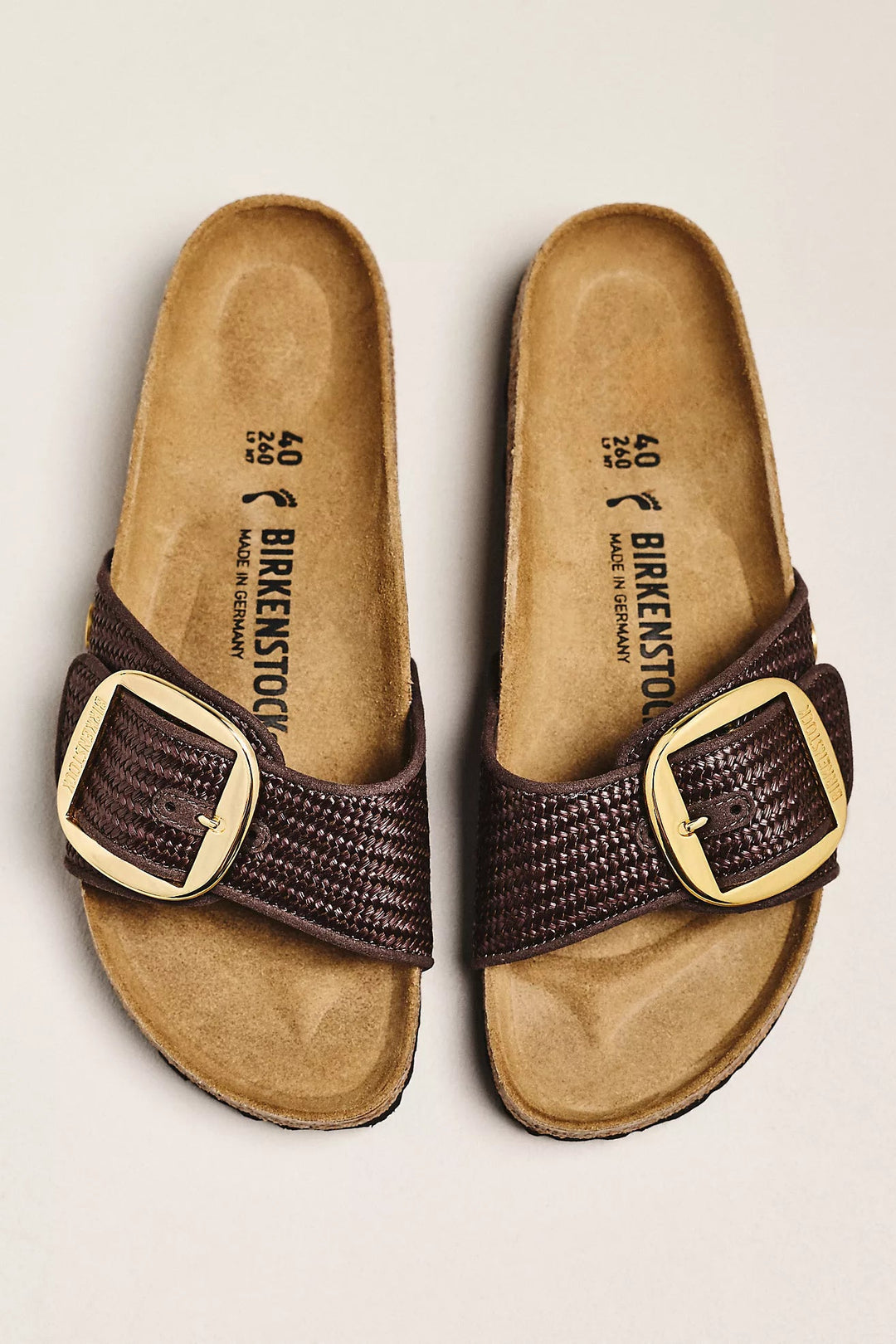 Birkenstock MADRID BIG BUCKLE RAFFIA CAFE Shoes | Shop now at Main &amp; Taylor Shoes!