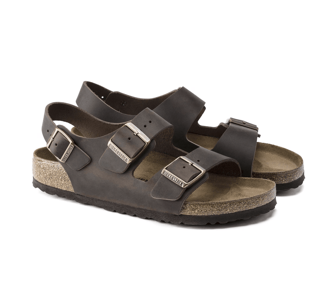 Birkenstock MILANO HABANA LEATHER SANDAL Shoes | Shop now at Main & Taylor Shoes!