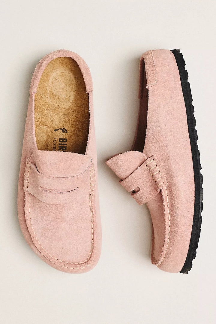 BIRKENSTOCK NAPLES PINK CLAY SUEDE CLOG Shoes | Shop now at Main &amp; Taylor Shoes!