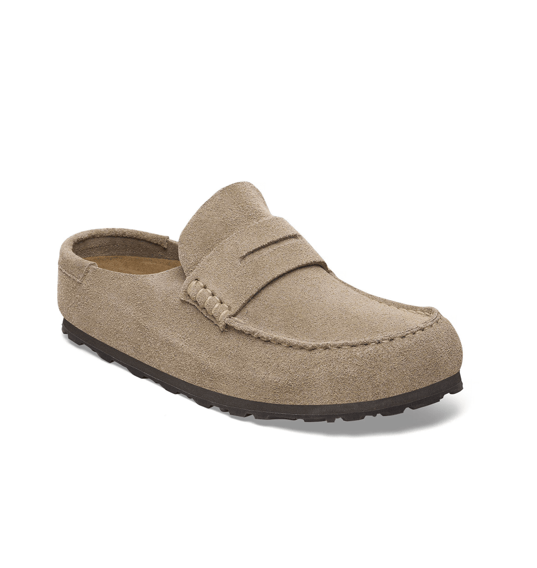 Birkenstock NAPLES TAUPE SUEDE CLOG Shoes | Shop now at Main &amp; Taylor Shoes!