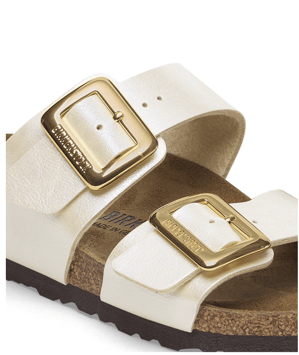 BIRKENSTOCK SYDNEY LUX BUCKLE PEARL WHITE SANDAL SHOES | Shop now at Main &amp; Taylor Shoes!