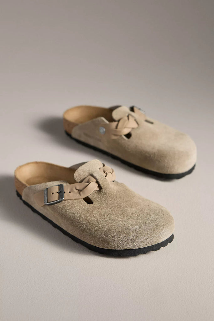 Birkenstock BOSTON BRAID TAUPE SUEDE Shoe Main & Taylor Shoes