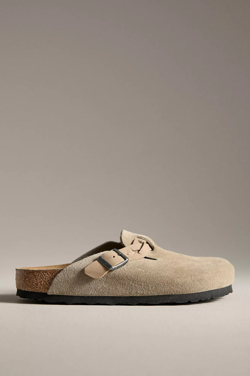 Birkenstock BOSTON BRAID TAUPE SUEDE Shoe Main & Taylor Shoes