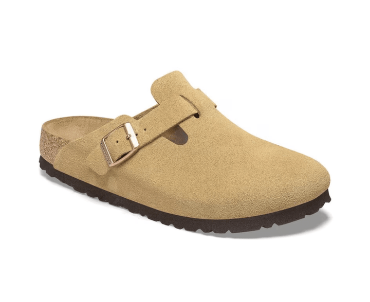 Birkenstock BOSTON LATTE/CREAM SUEDE Shoes | Shop now at Main &amp; Taylor Shoes!