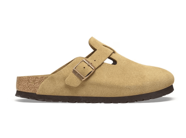 Birkenstock BOSTON LATTE/CREAM SUEDE Shoes | Shop now at Main &amp; Taylor Shoes!