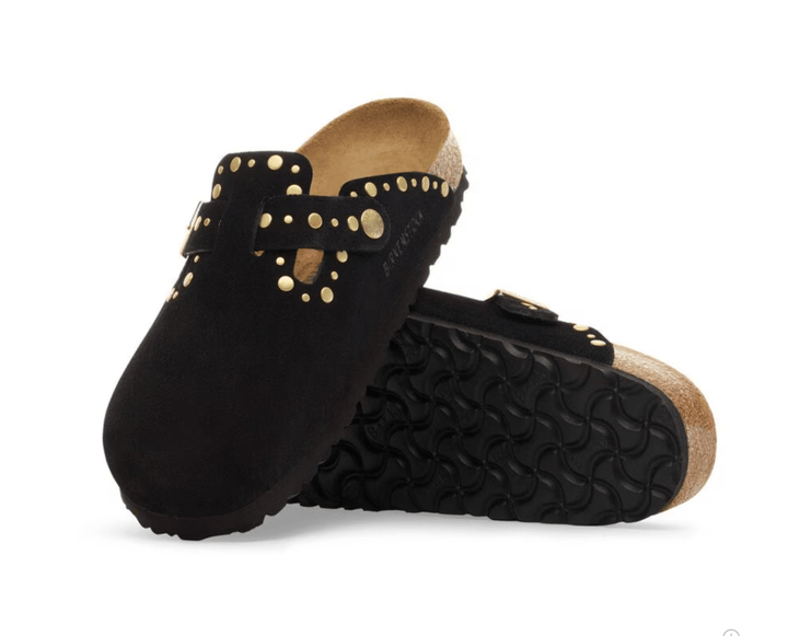 Birkenstock BOSTON RIVET BLACK SUEDE Shoes | Shop now at Main &amp; Taylor Shoes!