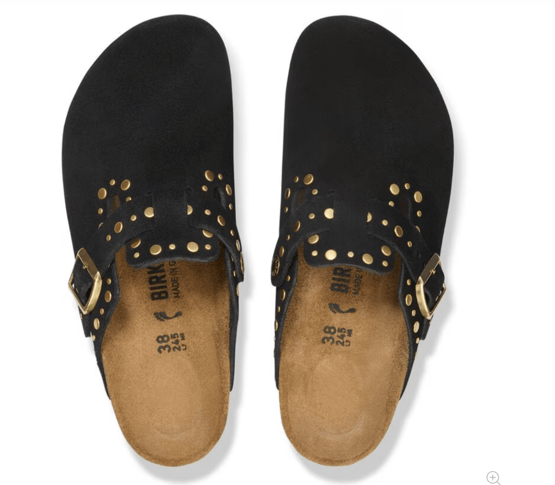 Birkenstock BOSTON RIVET BLACK SUEDE Shoes | Shop now at Main &amp; Taylor Shoes!