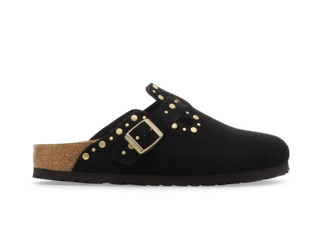 Birkenstock BOSTON RIVET BLACK SUEDE Shoes | Shop now at Main &amp; Taylor Shoes!
