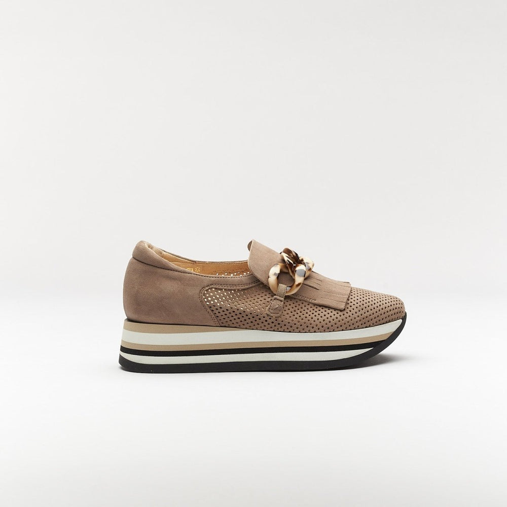 SOFTWAVES CADIE TASSEL LOAFER TAUPE SUEDE SHOES | Shop now at Main & Taylor Shoes!
