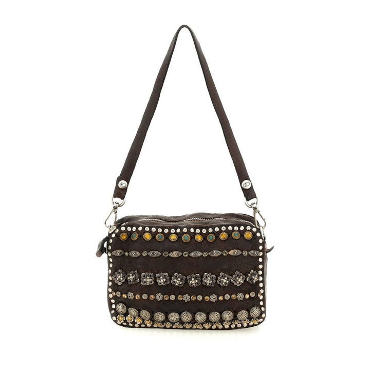 Campomaggi CAMERA BROWN RHINESTONES/STUDS CROSSBODY Handbags | Shop now at Main &amp; Taylor Shoes!