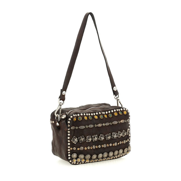 Campomaggi CAMERA BROWN RHINESTONES/STUDS CROSSBODY Handbags | Shop now at Main &amp; Taylor Shoes!