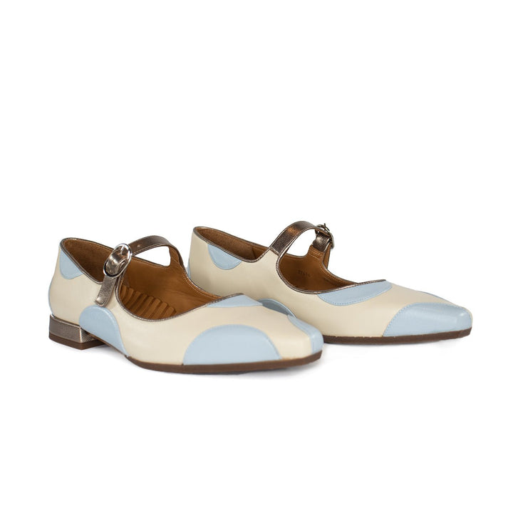 Chie Mihara GARRICE BLUE CIRCLES FLAT Shoes | Shop now at Main &amp; Taylor Shoes!