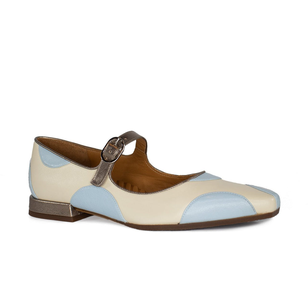 Chie Mihara GARRICE BLUE CIRCLES FLAT Shoes | Shop now at Main & Taylor Shoes!