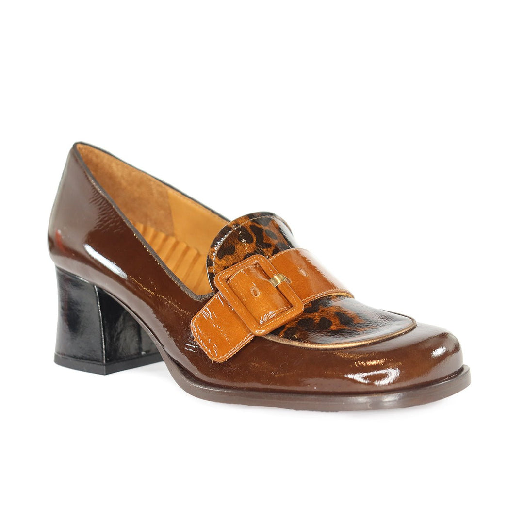 Chie Mihara TEISIN CHOCOLATE HEELED LOAFER Shoes | Shop now at Main &amp; Taylor Shoes!