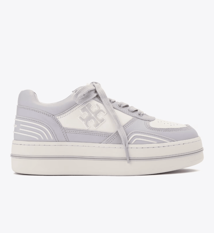 TORY BURCH CLOVER COURT PLATFORM SNEAKER PURITY SILVER Shoes | Shop now at Main &amp; Taylor Shoes!