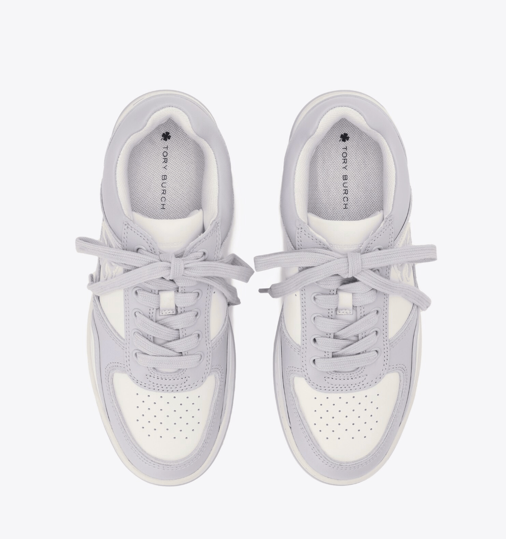 TORY BURCH CLOVER COURT PLATFORM SNEAKER PURITY SILVER Shoes | Shop now at Main &amp; Taylor Shoes!