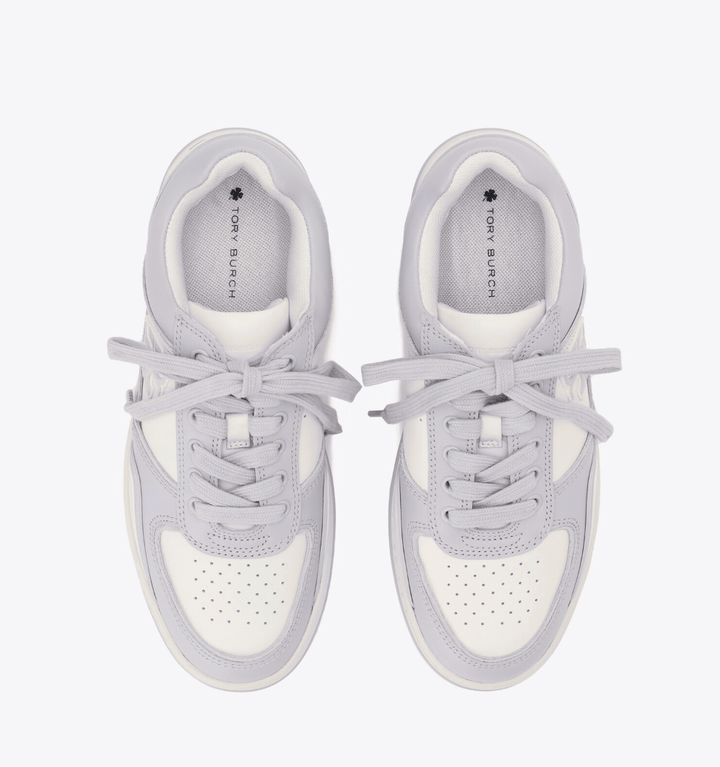 TORY BURCH CLOVER COURT PLATFORM SNEAKER PURITY SILVER Shoes | Shop now at Main &amp; Taylor Shoes!