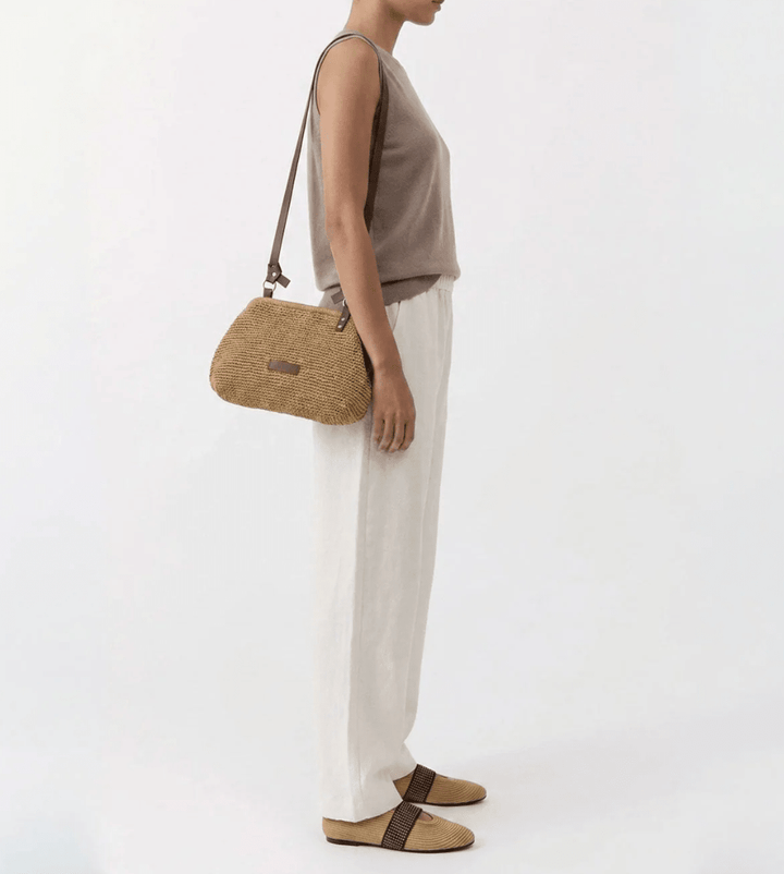 Daniella Lehavi Handbags CASABLANCA SMALL TAN STRAW CROSSBDY Handbags | Shop now at Main &amp; Taylor Shoes!