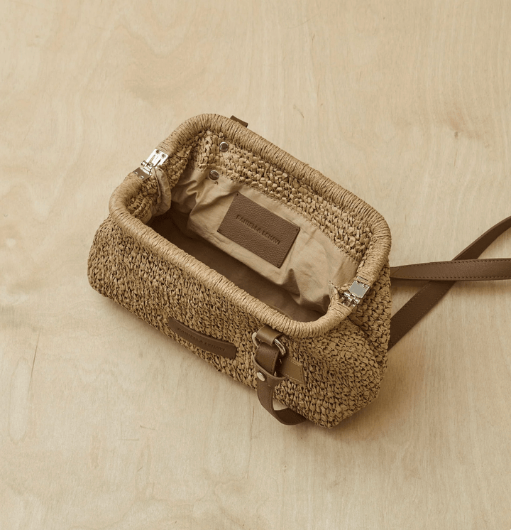 Daniella Lehavi Handbags CASABLANCA SMALL TAN STRAW CROSSBDY Handbags | Shop now at Main &amp; Taylor Shoes!
