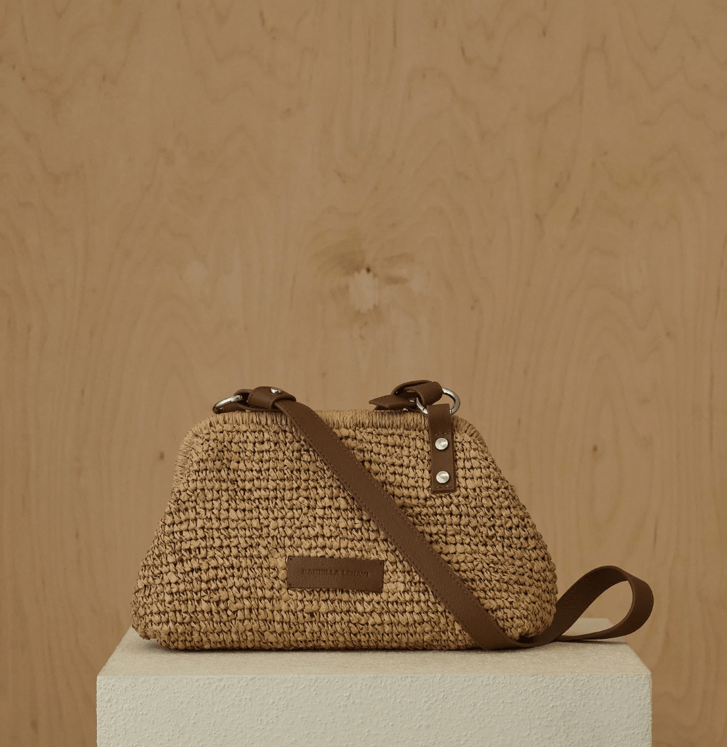 Daniella Lehavi Handbags CASABLANCA SMALL TAN STRAW CROSSBDY Handbags | Shop now at Main &amp; Taylor Shoes!
