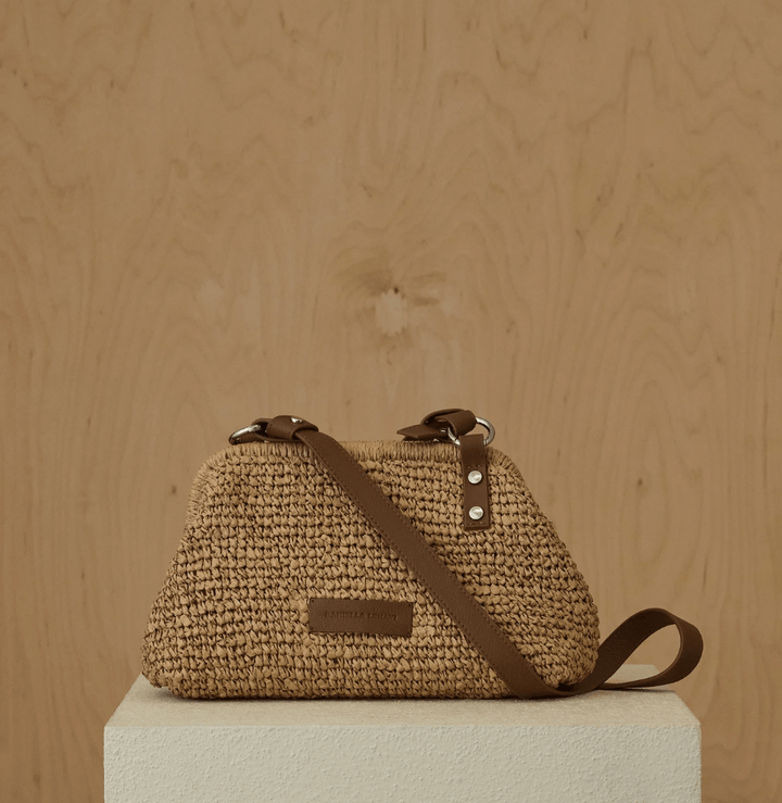 Daniella Lehavi Handbags CASABLANCA SMALL TAN STRAW CROSSBDY Handbags | Shop now at Main &amp; Taylor Shoes!