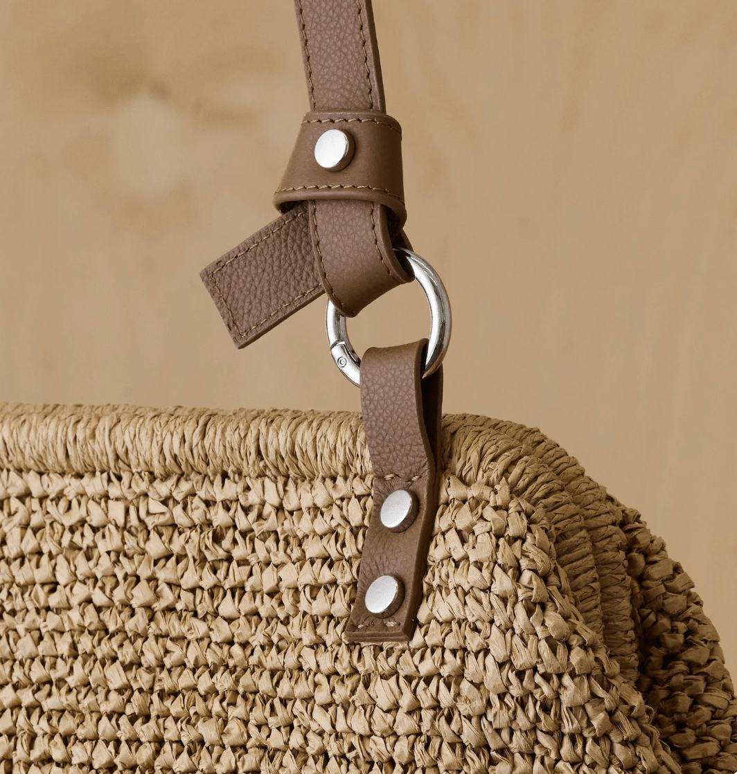 Daniella Lehavi Handbags CASABLANCA SMALL TAN STRAW CROSSBDY Handbags | Shop now at Main &amp; Taylor Shoes!