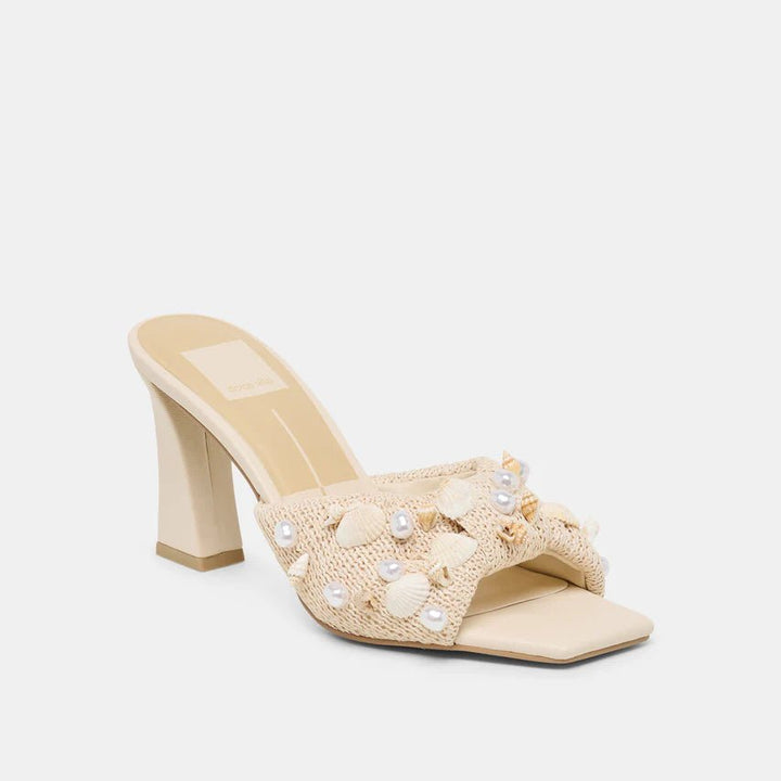 Dolce Vita TYLAH PEARL BEADED RAFFIA OATMEAL SHOES | Shop now at Main &amp; Taylor Shoes!