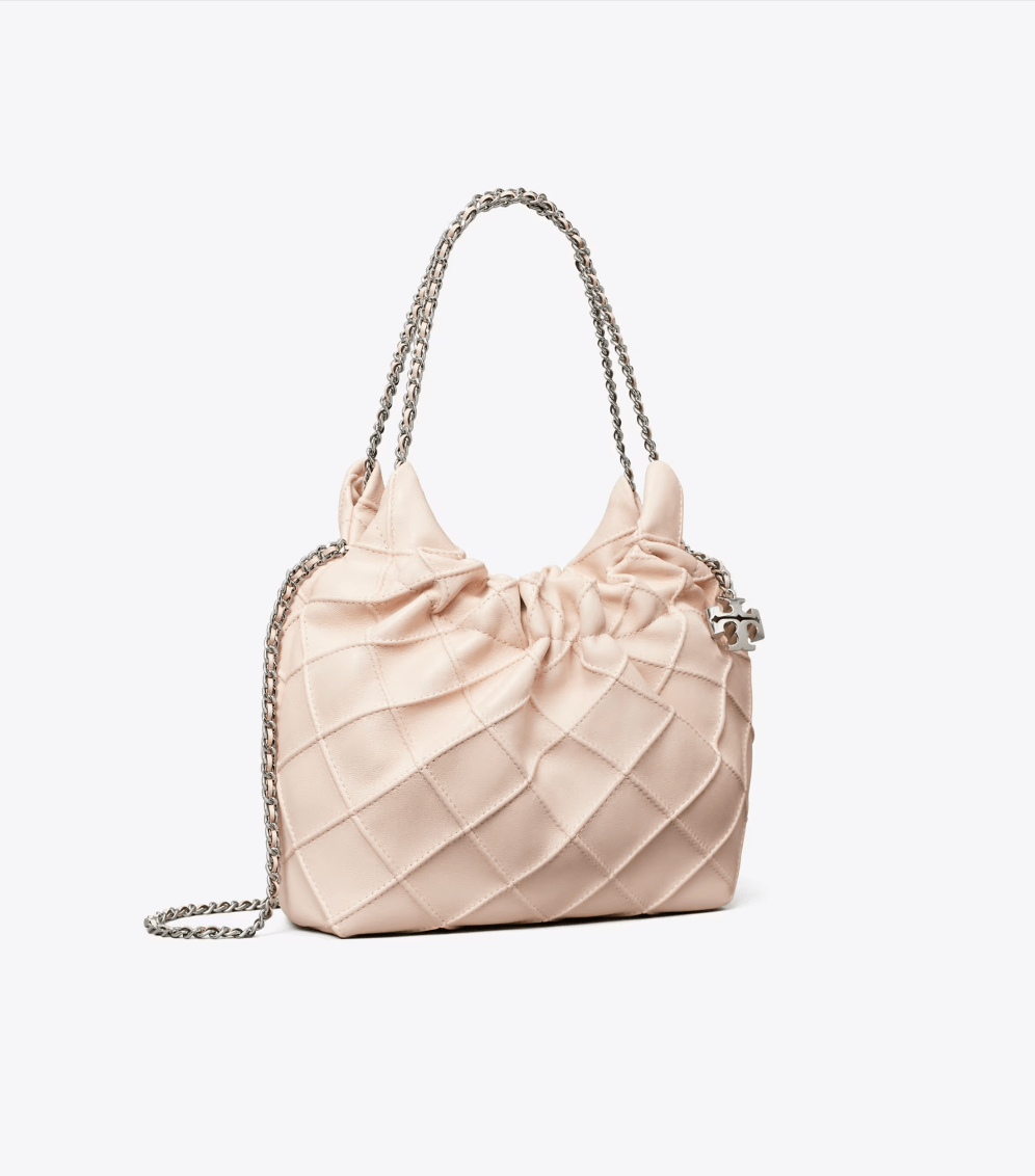 TORY BURCH HANDBAGS FLEMING MINI HOBO SOFT PINK HANDBAGS | Shop now at Main &amp; Taylor Shoes!