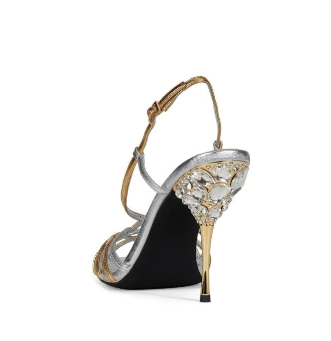 Jeffrey Campbell EPIPHANY SILVER/GOLD HEEL Shoes | Shop now at Main &amp; Taylor Shoes!