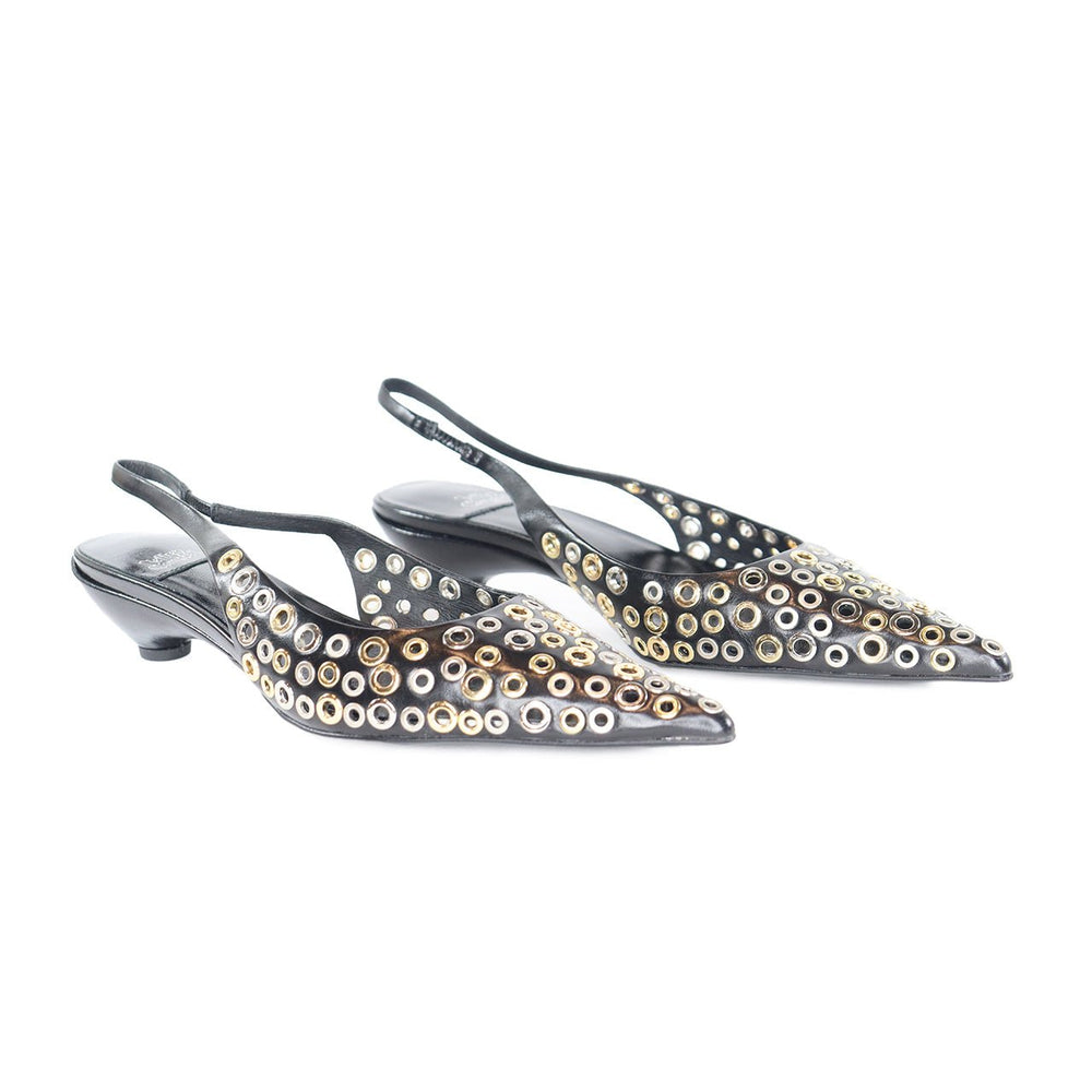 JEFFREY CAMPBELL MONDAY BLACK MULTI SLINGBACK SHOES | Shop now at Main & Taylor Shoes!