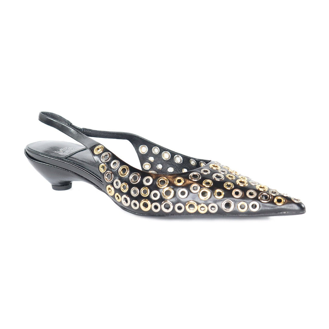 JEFFREY CAMPBELL MONDAY BLACK MULTI SLINGBACK SHOES | Shop now at Main & Taylor Shoes!