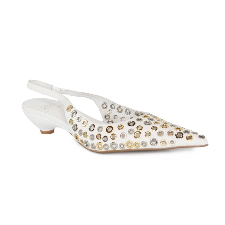 JEFFREY CAMPBELL MONDAY WHITE MULTI SLINGBACK SHOES | Shop now at Main &amp; Taylor Shoes!