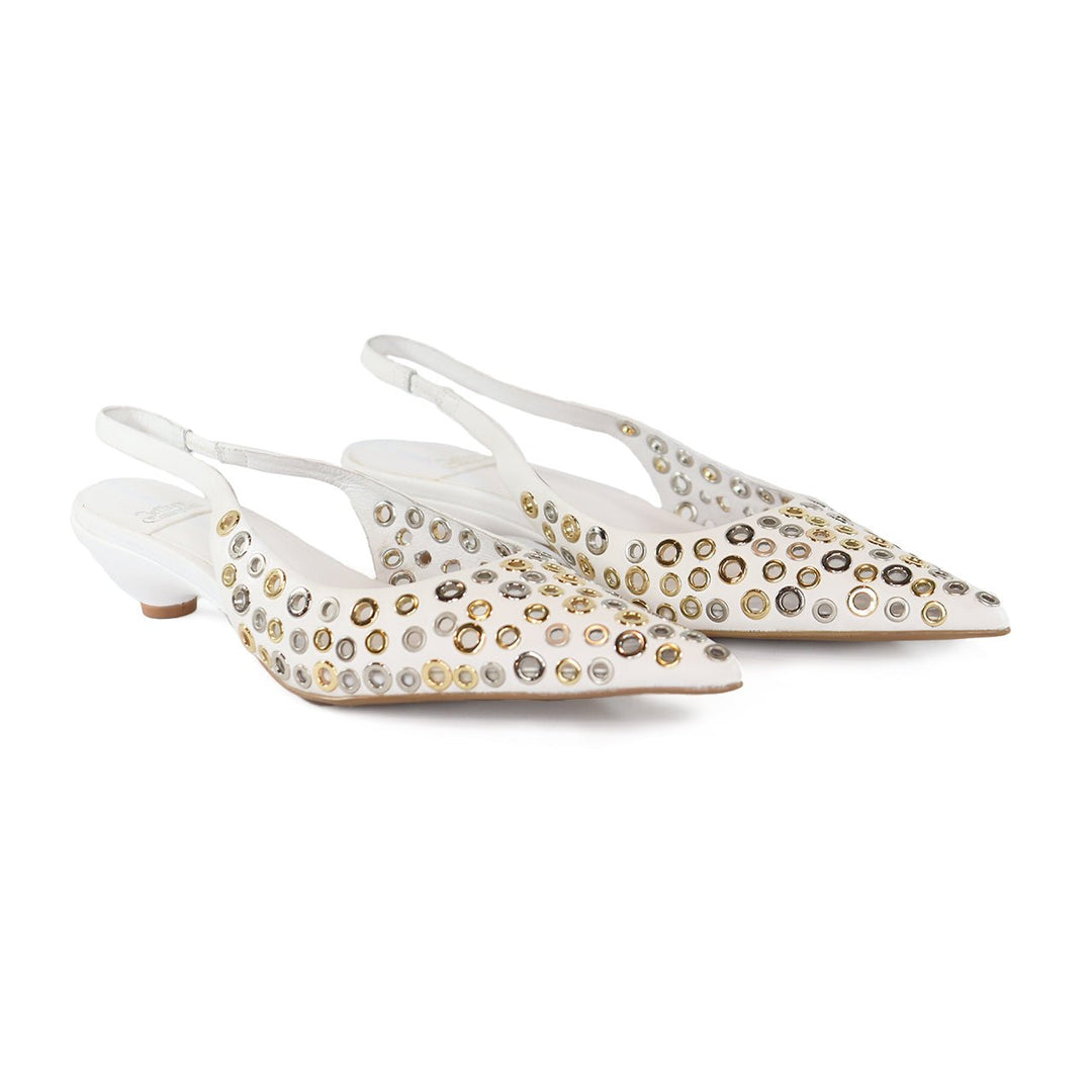 JEFFREY CAMPBELL MONDAY WHITE MULTI SLINGBACK SHOES | Shop now at Main &amp; Taylor Shoes!