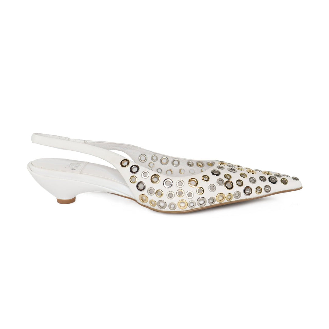 JEFFREY CAMPBELL MONDAY WHITE MULTI SLINGBACK SHOES | Shop now at Main &amp; Taylor Shoes!