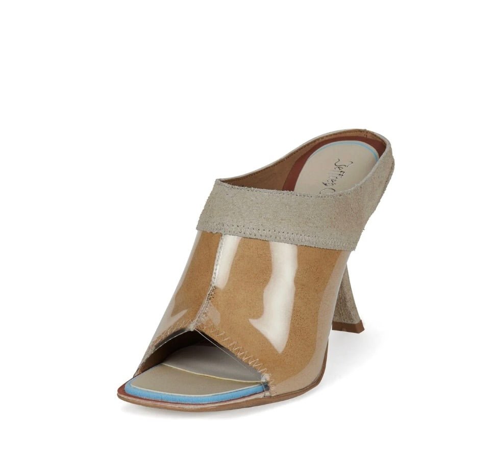 Jeffrey Campbell ZINQUE CLEAR BEIGE MULE SHOES | Shop now at Main & Taylor Shoes!