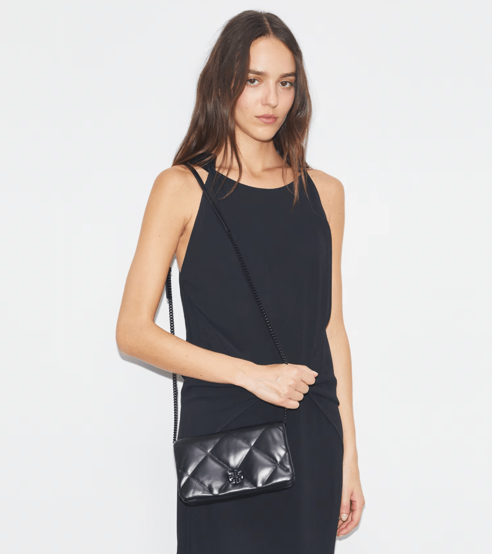 TORY BURCH HANDBAGS KIRA DIAMOND QUILT CROSSBODY BLACK HANDBAGS | Shop now at Main &amp; Taylor Shoes!