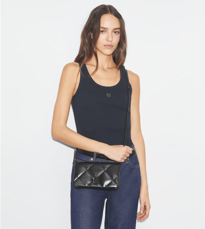 TORY BURCH HANDBAGS KIRA DIAMOND QUILT CROSSBODY BLACK HANDBAGS | Shop now at Main &amp; Taylor Shoes!