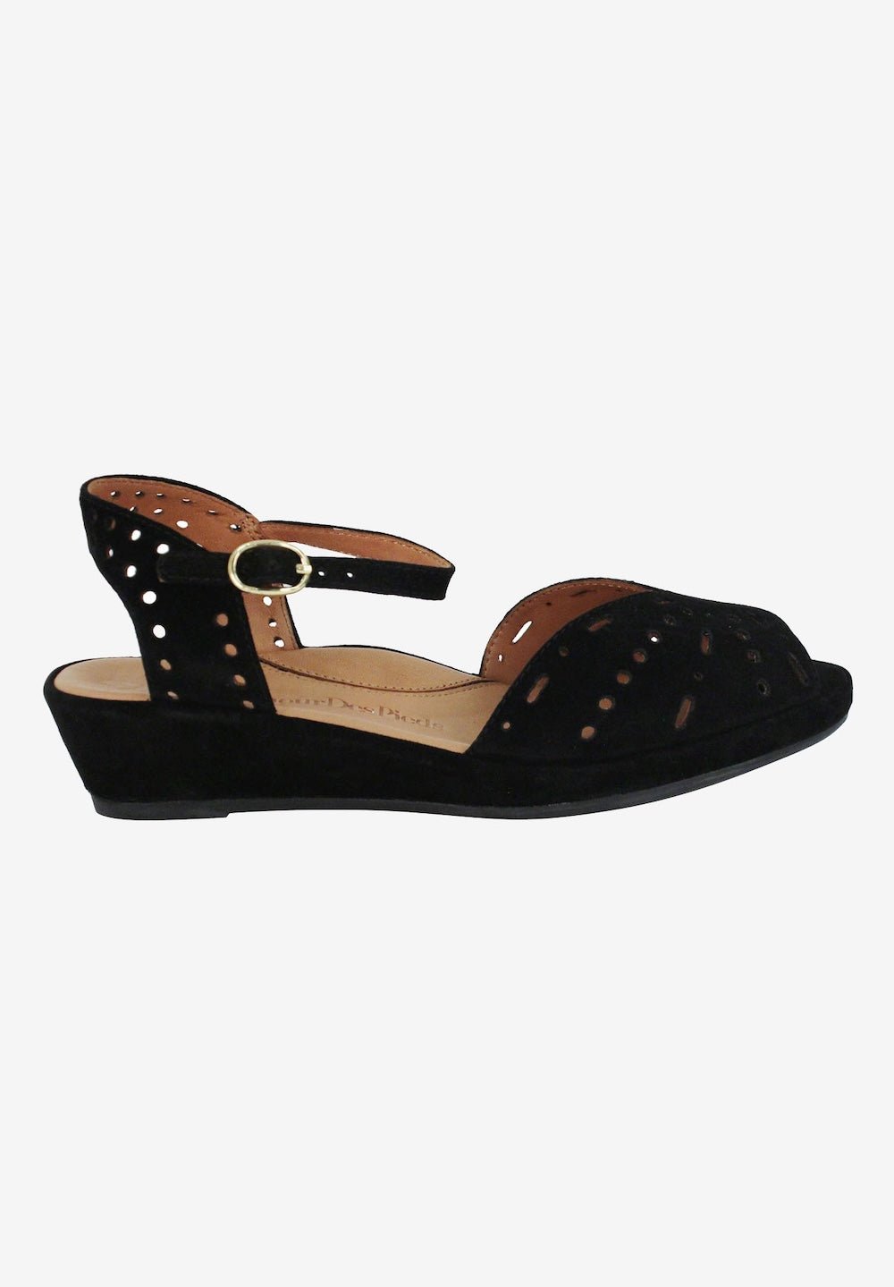 L'amour Des Pieds BRENN BLACK SUEDE SANDAL SHOES | Shop now at Main & Taylor Shoes!