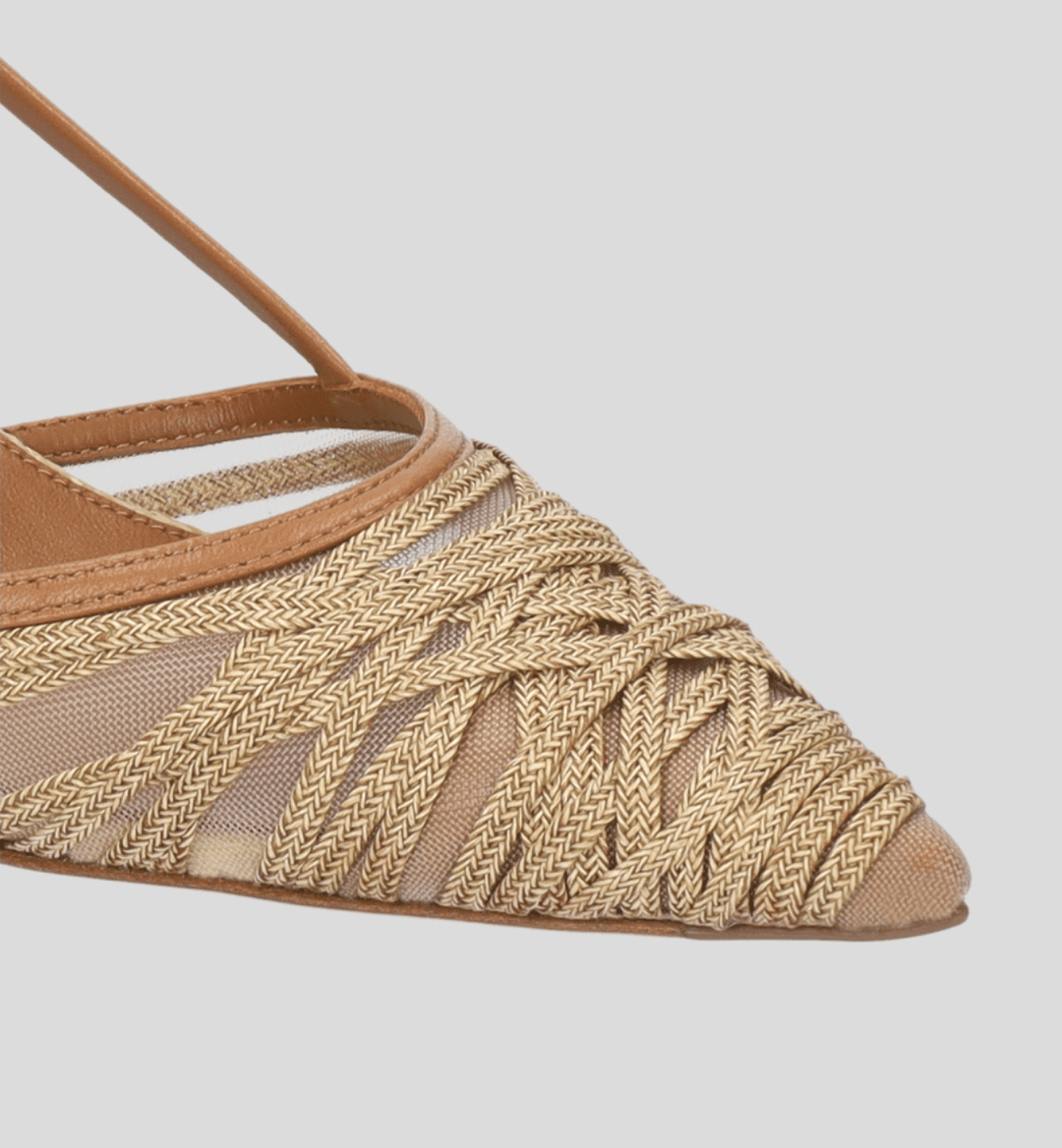 LOLA CRUZ 108269 CUERO MESH/RAFFIA SLING BACK SHOES | Shop now at Main &amp; Taylor Shoes!