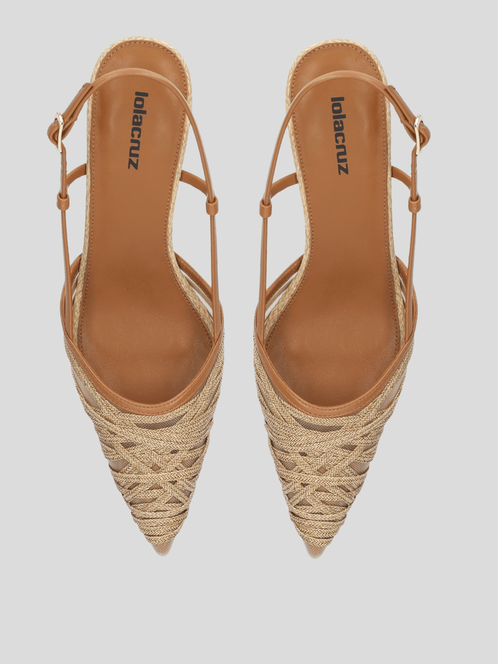 LOLA CRUZ 108269 CUERO MESH/RAFFIA SLING BACK SHOES | Shop now at Main &amp; Taylor Shoes!