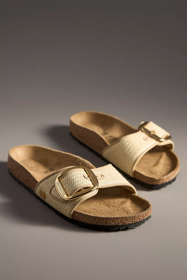 Birkenstock MADRID BIG BUCKLE RAFFIA NATURAL Shoes | Shop now at Main &amp; Taylor Shoes!