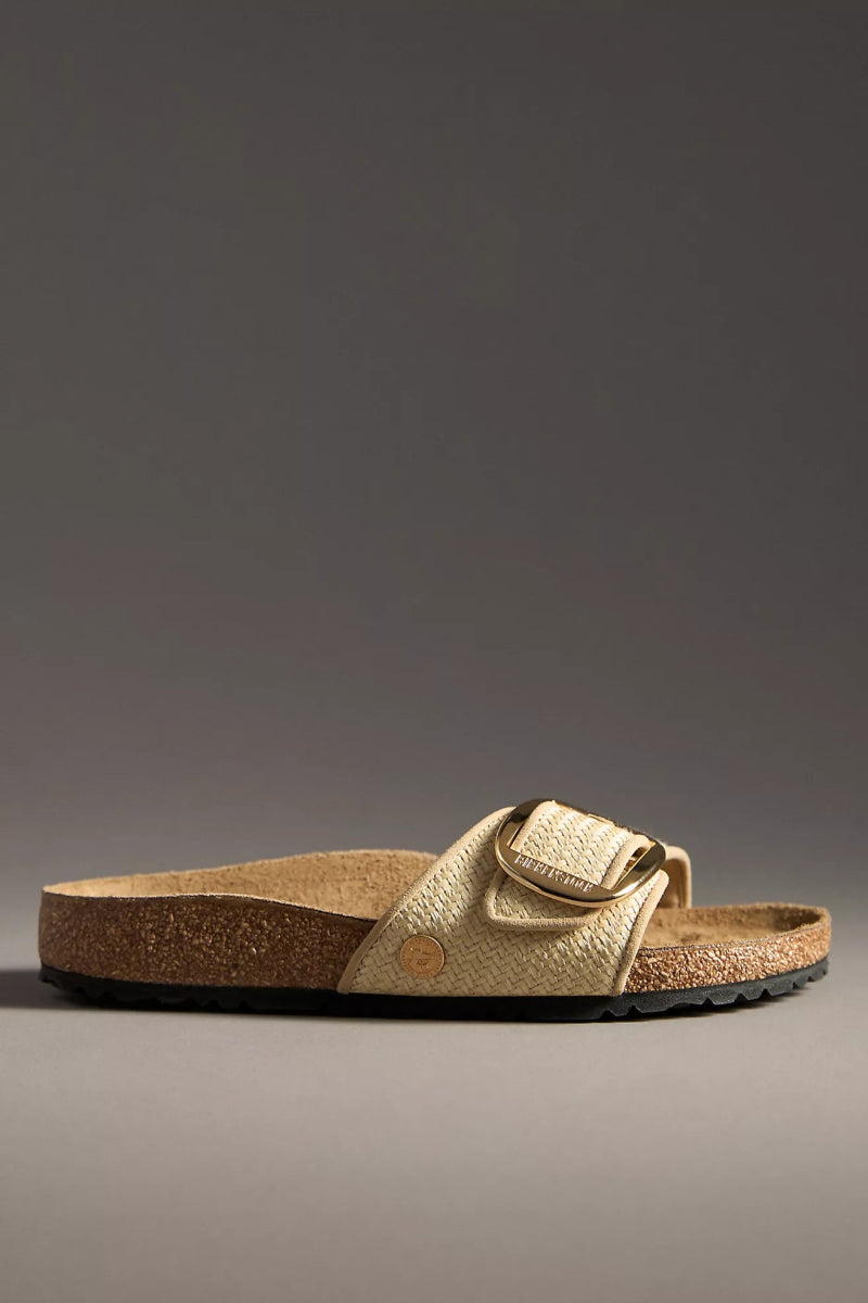 Birkenstock MADRID BIG BUCKLE RAFFIA NATURAL Shoes | Shop now at Main &amp; Taylor Shoes!