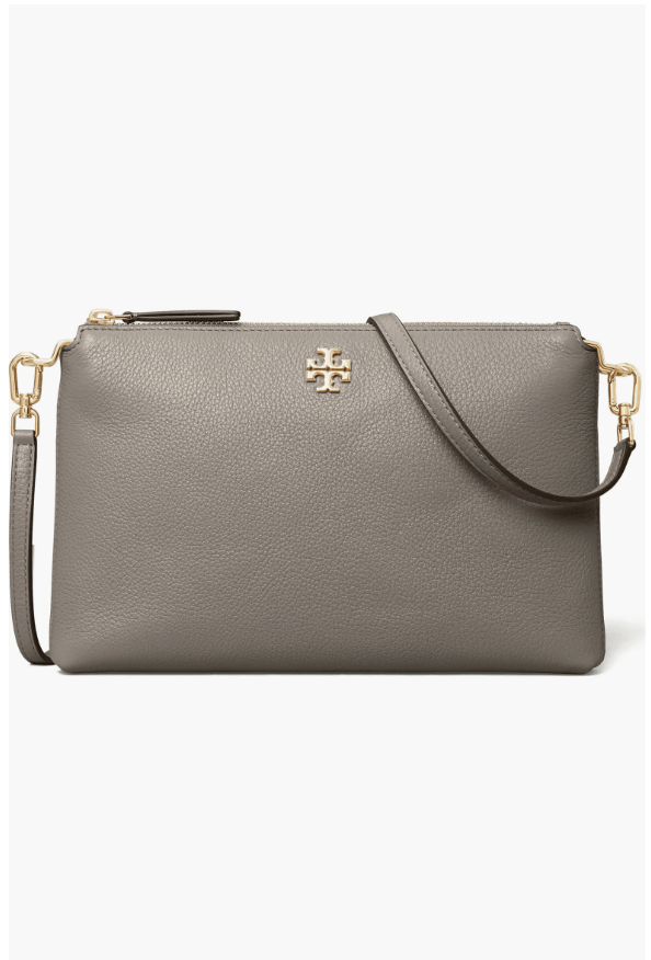 TORY BURCH HANDBAGS MERCER PEBBLED ZIPTOP CROSSBODY GREY HERON