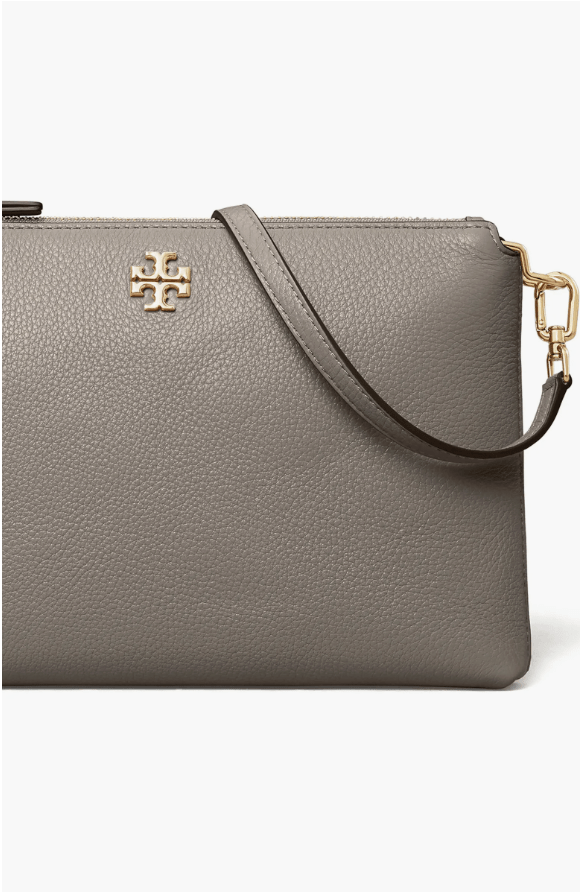 TORY BURCH HANDBAGS MERCER PEBBLED ZIPTOP CROSSBODY GREY HERON