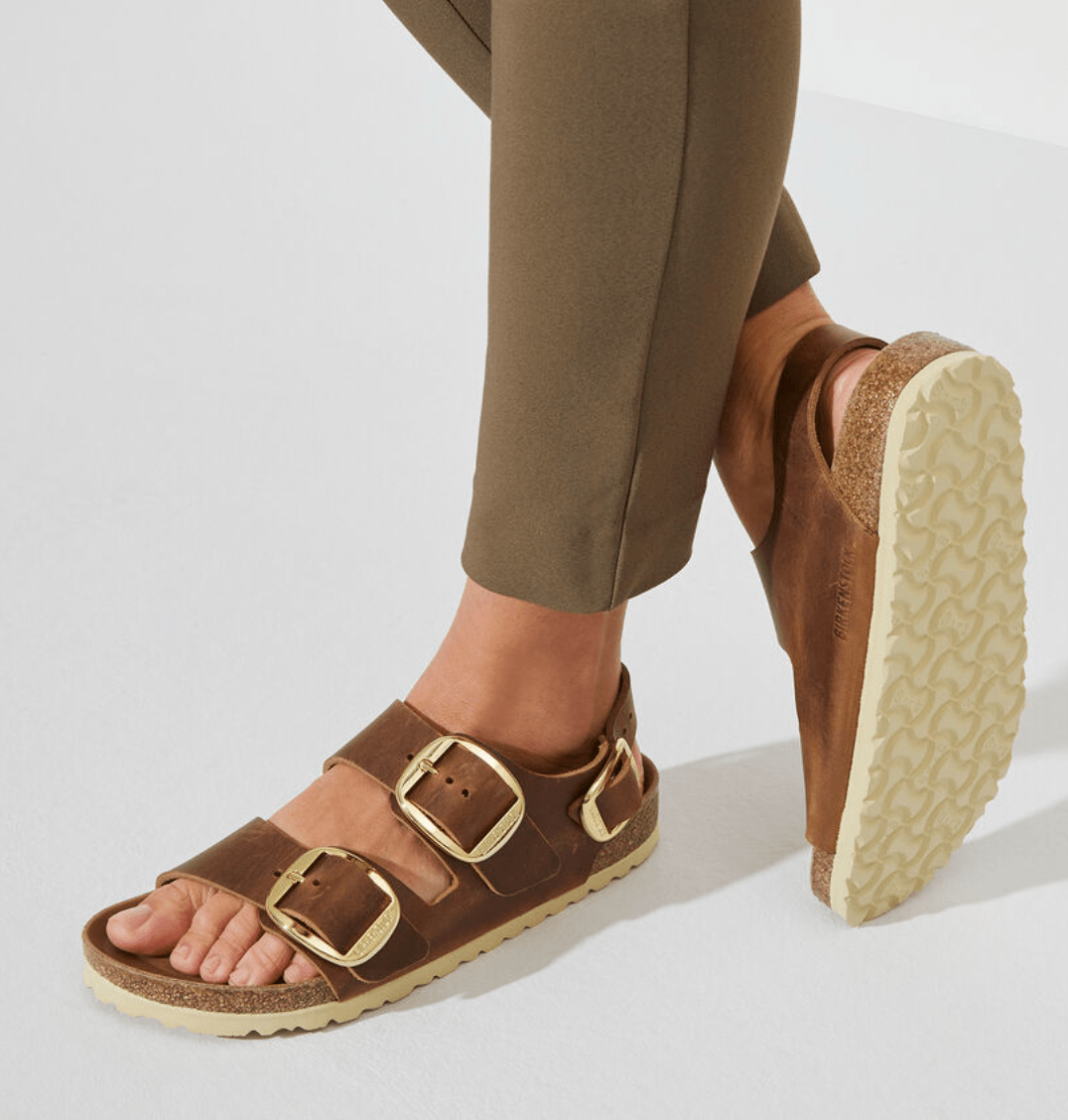 BIRKENSTOCK MILANO BIG BUCKLE COGNAC OILED LEATHER SHOES | Main