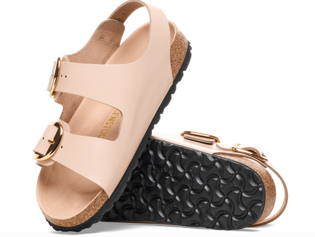 Birkenstock MILANO BIG BUCKLE HIGH SHINE BEIGE Shoe Main & Taylor