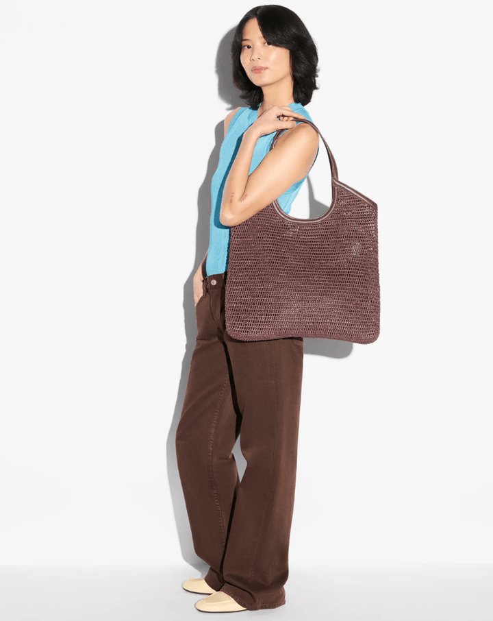 MZ Wallace GEORGICA CROCHET LARGE BROWN TOTE Handbags | Shop now at Main &amp; Taylor Shoes!