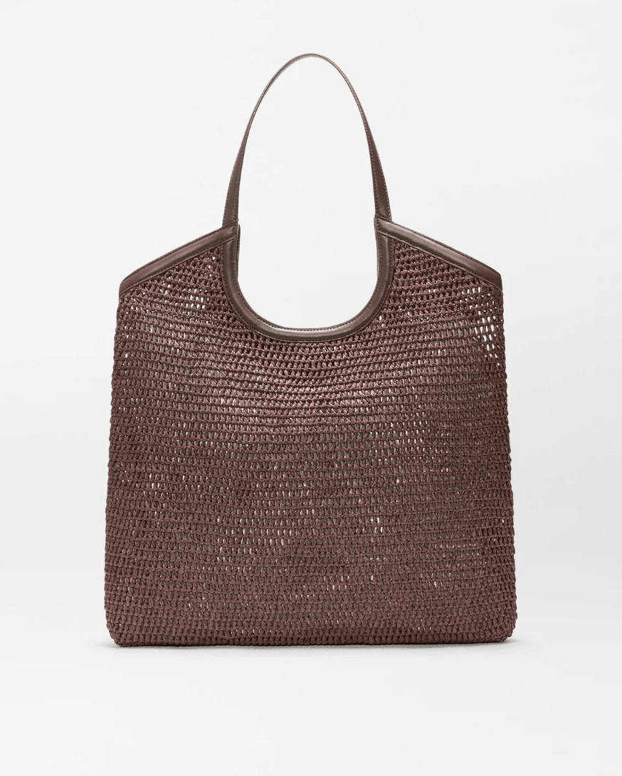MZ Wallace GEORGICA CROCHET LARGE BROWN TOTE Handbags | Shop now at Main &amp; Taylor Shoes!